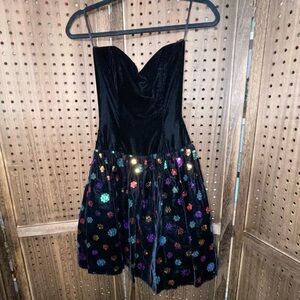 Stunning Vintage Black Velvet‎ Jessica McClintock dress size 3/4